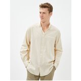 Koton Linen Blend Shirt Magnificent Collar Pocket Detailed Buttoned Long Sleeve | ePonuda.com