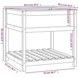  Sadilica s policom siva 82,5x82,5x81 cm od masivne borovine | shoptok.hr
