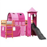 vidaXL Dječji krevet na kat s tornjem rozi 90x200 cm masivna borovina | shoptok.hr