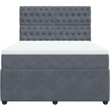 vidaXL Box spring posteljni z vzmetnico temno siv 140x190 cm žamet, (21305177) | Shoptok.si