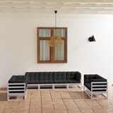 The Living Store Vrtna sedežna garnitura 8-delna z blazinami trdna borovina - Vrtna Sedežna Garnitura, (21421555) Cene