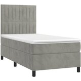 Box spring krevet s madracem svjetlosivi 80 x 200 cm baršunasti | shoptok.hr