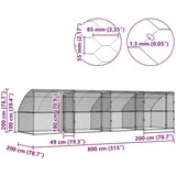  Kućica za pse s pohranom 4 pcs Srebrno 8 x 2 x 2 m Čelik | shoptok.hr