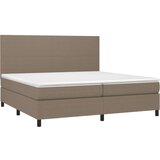  Krevet box spring s madracem LED smeđesivi 200x200 cm tkanina | shoptok.hr