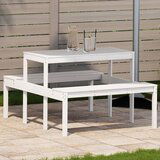 vidaXL piknik miza bela 110x134x75 cm trdna borovina | Shoptok.si