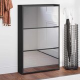 Ormarić za cipele s ogledalom, 3-slojni, crni, 63x17x102,5 cm | shoptok.hr