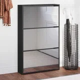 za cipele s ogledalom, 3-slojni, crni, 63x17x102,5 cm