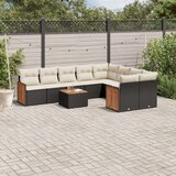  10-dijelni set vrtnih sofa s jastucima crni od poliratana | shoptok.hr