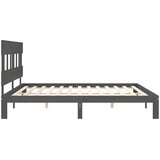  Okvir za krevet s uzglavljem sivi 200 x 200 cm od masivnog drva | shoptok.hr