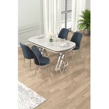 Hanah home trpezarijski set Lai, sto i 4 stolice, ploča u dekoru belog mermera, hromirane noge, antracit tkanina Babyface | Eponuda.com
