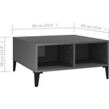  Stolić za kavu visoki sjaj sivi 60 x 60 x 30 cm od iverice | shoptok.hr