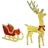 Reindeer vuče saonice Topla bijela 120 cm 55 cm tkanina