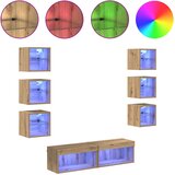 TV ormar S LED lampica s ladicama 8 pcs Umjetnički hrast Stakl | shoptok.hr