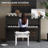  Klavirska stolica/klupa s podesivom visinom i jastukom od umjetne kože za klavir i klavijaturu 64 x 35 x 45-55 cm bijela | shoptok.hr