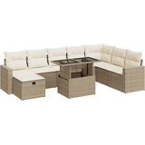 vidaXL 9-dijelni set vrtnih sofa s jastucima bež od poliratana | shoptok.hr