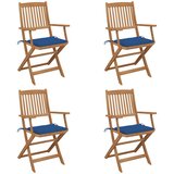 Maison Chic Zložljivi Vrtni Stoli - Stol za vrti 4 kosi z blazinami trden akacijev les JS2953, (21875888) | Shoptok.si