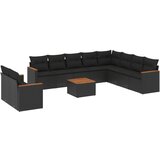 Maison Chic Seti vrtnega pohištva - Vrtna garnitura - Vrtni pohištvo set 11-delna z blazinami črn poli ratan, (21820291) | Shoptok.si