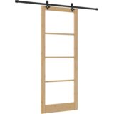 VidaXL Set drsnih vrat z kompletom strojne opreme 93x232 cm iz trdnega borovega lesa, Notranja vrata z steklom &amp;#039;ORKDAL&amp;#039;93x232x4 cm iz trdnega borovega lesa Slike