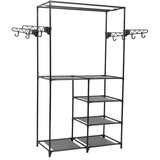  Stojalo za oblačila jeklo in netkano blago 87x44x158 cm črno | Shoptok.si