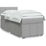 vidaXL Box spring postelja z vzmetnico svetlo siv 100x200 cm blago | Shoptok.si