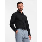 Ombre Men's cotton shirt with pocket REGULAR FIT - black | Shoptok.si