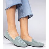 D/CEO marka niezdefiniowana Green women's faux-suede ballet flats with embroidery Ronna Cijene