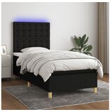  Box spring postelja z vzmetnico LED črna 80x200 cm blago | Shoptok.si