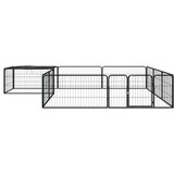  Ograda za pse s 12 panela crna 100 x 50 cm čelik obložen prahom | shoptok.hr