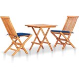 vidaXL 3-dijelni bistro set s kraljevsko plavim jastucima od tikovine Cijene
