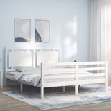 vidaXL Okvir za krevet s uzglavljem sivi 160 x 200 cm od masivnog drva Cijene