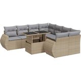  9-dijelni set vrtnih sofa s jastucima bež od poliratana Slike