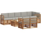  Setovi sofa 9 pcs Prirodna i svijetlo siva Čvrsto drvo akacije | Eponuda.ba