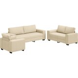  3-dijelni set sofa s jastucima, krem tkanina | shoptok.hr