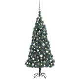 vidaXL Umetna novoletna jelka z LED lučkami in bučkami zelena 150 cm | Shoptok.si