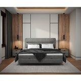 MID.YOU POSTELJA Z VZMETNICO 180 cm x 200 cm , les, tekstil, leseni material siva | Shoptok.si
