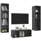Sijaj 3-dijelni set TV ormarića visoki sjaj sivi od iverice | shoptok.hr