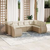vidaXL 9-dijelni set vrtnih sofa s jastucima bež od poliratana | shoptok.hr