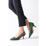 Mio Gusto Marion Green Color Women's Short Heeled Shoes Cene