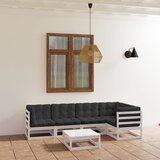 The Living Store Vrtna sedežna garnitura 6-delna z blazinami trdna borovina - Vrtna Sedežna Garnitura, (21481827) | Shoptok.si