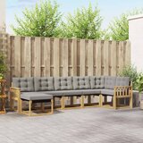  Set vanjskih sofa 7 kom. Bijela i svjetlosiva Smeđa 306 x 128,5 x 73 cm | Shoptok.si