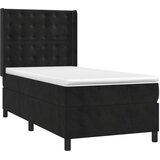 Krevet box spring s madracem LED crni 90x190 cm baršun | Eponuda.ba