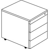 mauser Predalnik s kolesi, VxG 570 x 600 mm, jeklena plošča, 3 predali, čista bela / bela aluminijasta | Shoptok.si