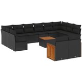  The Living Store Vrtna sedežna garnitura 12-delna z blazinami črn poli ratan - Vrtna Sedežna Garniture, (21443660) | Shoptok.si