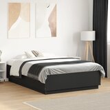 Maison Chic Posteljni okvir - Dvoposteljna postelja - Zakonska postelja črn 135x190 cm inženirski les-J13743, (21760565) | Shoptok.si