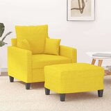  Fotelj s stolčkom za noge svetlo rumen 60 cm blago | Shoptok.si