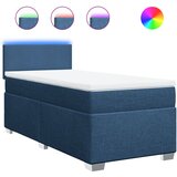 vidaXL Box spring postelja z vzmetnico modra 90x190 cm blago | Shoptok.si