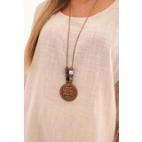 Kesi Włoski Women's set made of viscose blouse with necklace and trousers beige | shoptok.hr