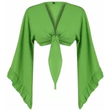 Trendyol Green*St Plain Crop Woven 60% Viscose,40% Polyester Blouse