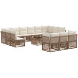 vidaXL Vrtna sedežna garnitura 14 pcs Bež poli ratan, (5000272470) | Shoptok.si