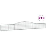  Obokane gabion košare 15 kosi 400x30x40/60 cm pocinkano železo, (20981937) | Shoptok.si